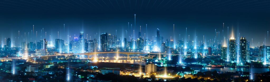 Stock image of city at night