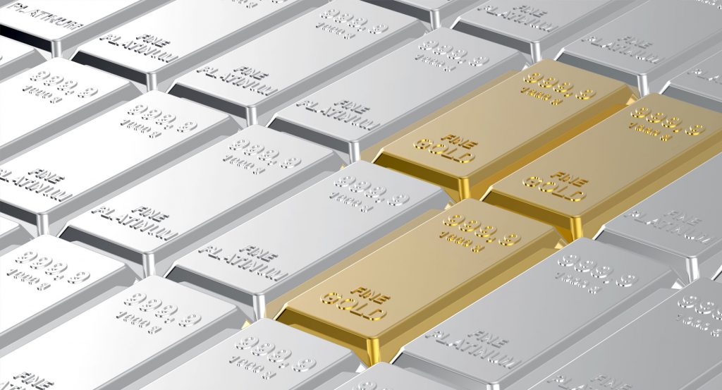 Platinum and gold bars