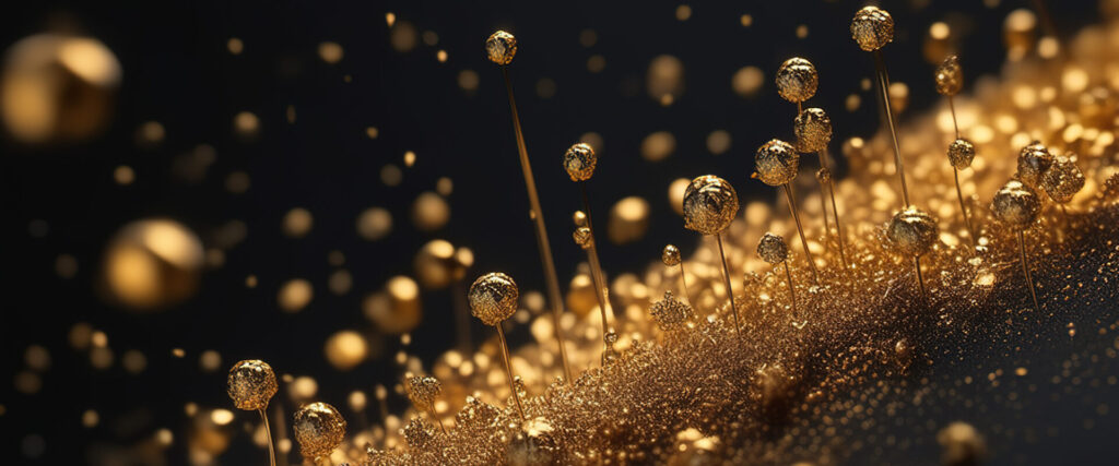 Tiny gold dust particles gold rays of light background